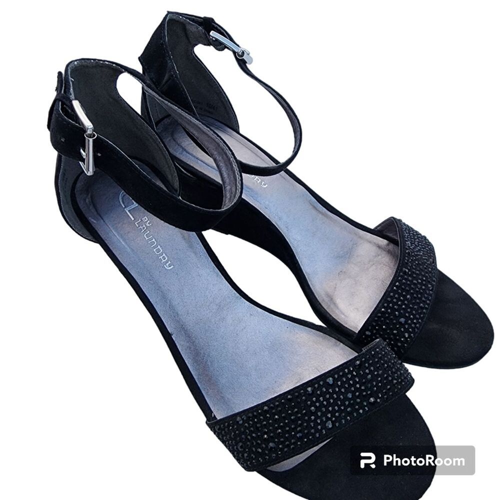 CL by Laundry Wedge Sandal Womens SZ 10 Party Bejeweled Party Ankle Strap Glam
